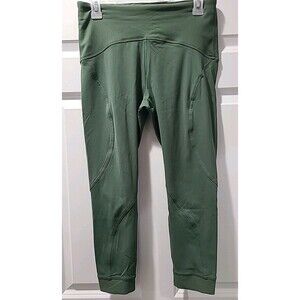Lululemon Train Free High-Rise Crop Running Pants 23" Green Legging Nulux Sz 10